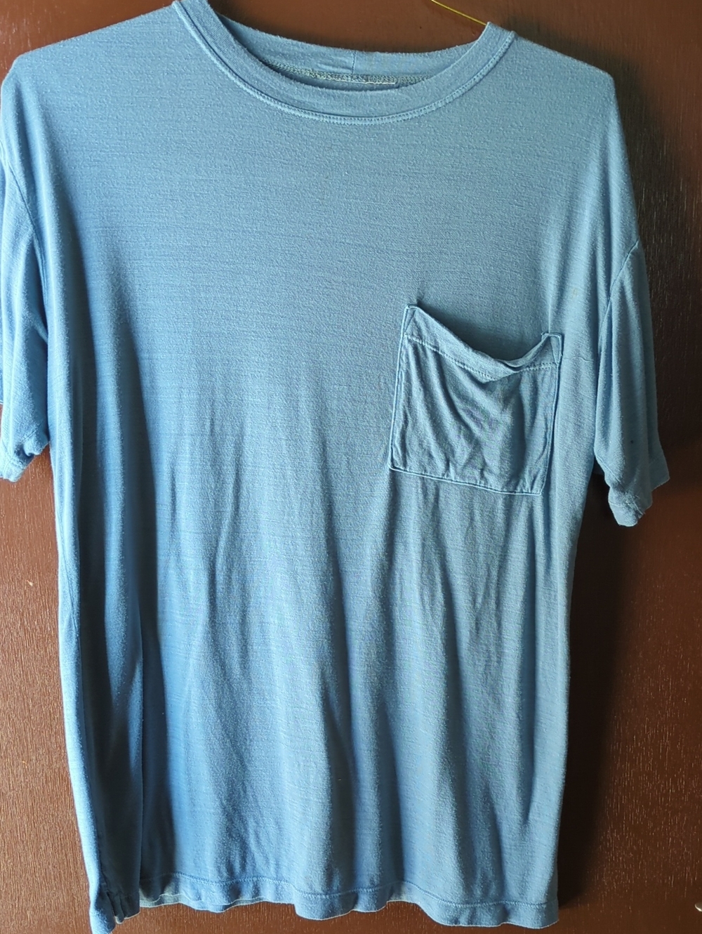 single Stitch Men's Light Blue Pocket Crewneck T‑Shirt